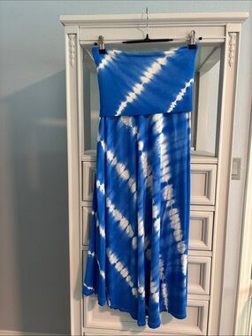 INC International Concepts Blue and White Tie-Dye Maxi Dress